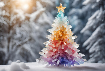 Naklejka premium Elegant Crystal Arbor: A Unique Holiday Decoration Blending Nature's Colors with Festivity.