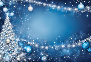 blue christmas background with snowflakes