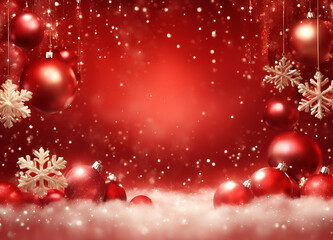 red christmas background with snowflakes
