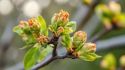 Flower buds beginning to open in springtime