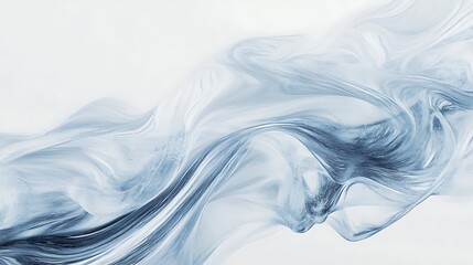 A swirling stream of water in pale blue tones, gently flowing on a pure white background, creating a tranquil and clean visual