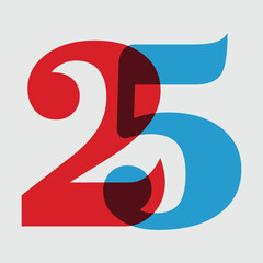 Number 2025 design on white backgroundfor decoration