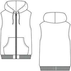 Hooded vest vector illustration. Hoodie template design