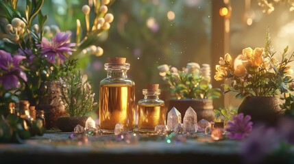 essential oil from medicinal flowers. Selective focus