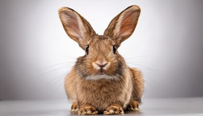 Obraz premium Cute Brown Bunny with a Fluffy Coat on Transparent Background