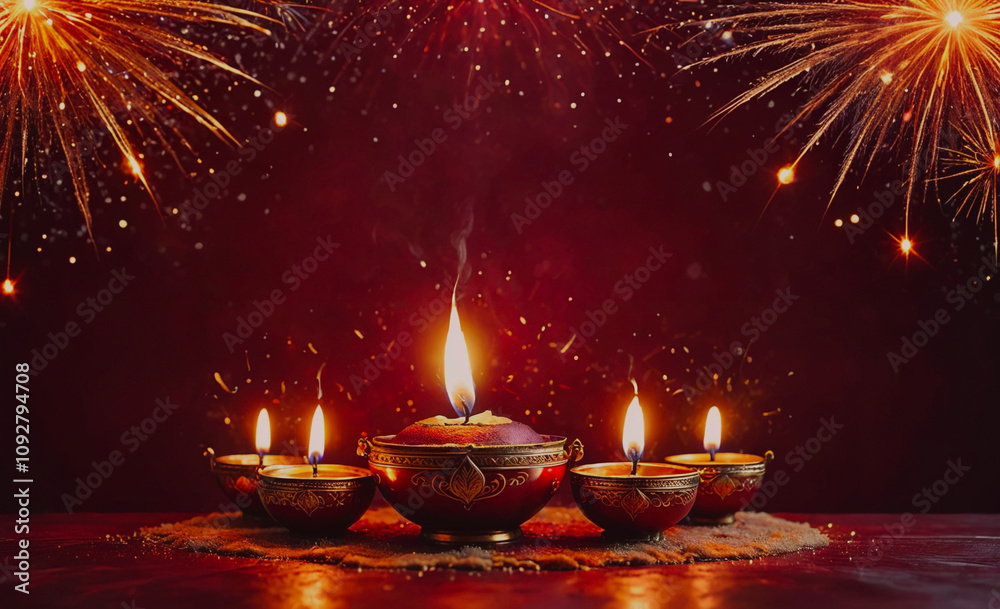 Poster table with a red cloth and a bunch of lit candles. the candles are arranged in a row and are lit
