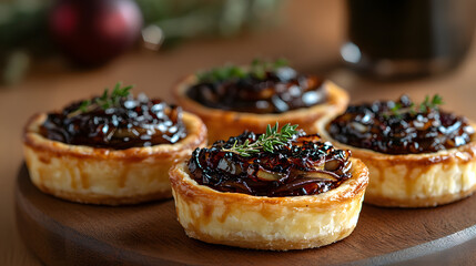 Savory Miniature Tartlets with Creamy Goat Cheese and Caramelized Onions for Holiday Celebrations