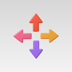3d Realistic directional arrows vector illustration