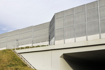 Sound barriers along a noisy highway.