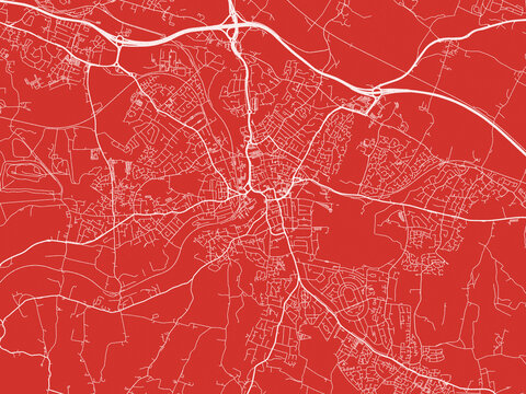 Christmas Map of Maidstone, United Kingdom in Snowy White on Festive Red Background.