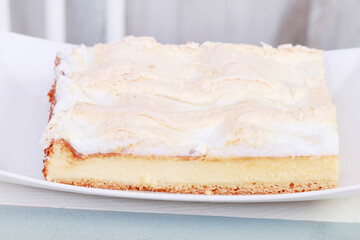 Portion of traditional cheese cake.