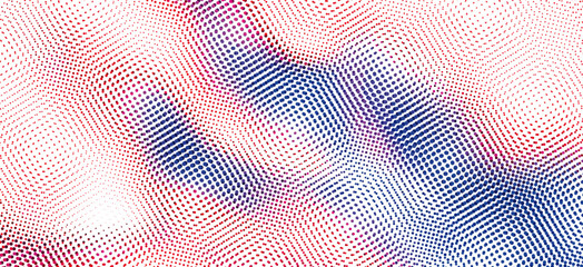 Abstract vector illustration backdrop: Colorful dot gradation texture. Retro halftone gradient background.
