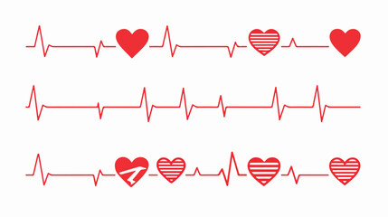 Flat Heartbeat Low High Pulse Rate Icon Vector