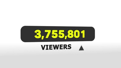 Animation counter number viewers motion graphic suitable for social media, Quickly animation counter viewers white background