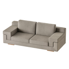 A gray couch with two pillows on it