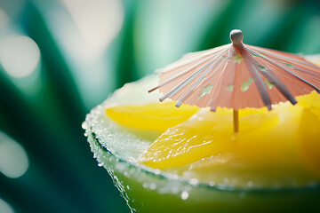 Refreshing Tropical Drink with Umbrella Decoration