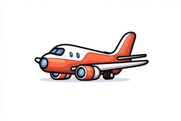 Minimalist airplane icon with clean, sharp lines, set on a plain white background