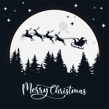Merry Christmas moon santa night