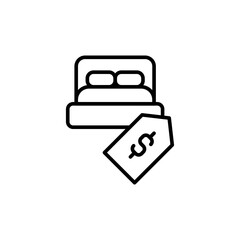 Bedroom sale outline icons, minimalist vector illustration ,simple transparent graphic element .Isolated on white background