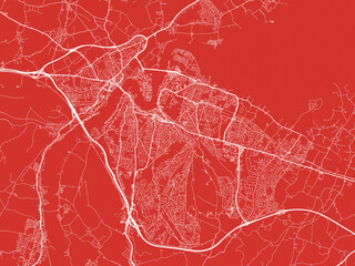 Christmas Map of Medway Towns, United Kingdom in Snowy White on Festive Red Background.