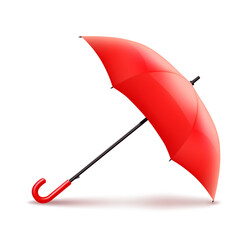 Vector realistic red umbrella, rain and sun protection.