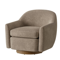 A tan chair with a brown seat cushion and a brown back