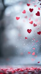 Obraz premium Romantic Bright Heart-Shaped Bokeh. ai generated
