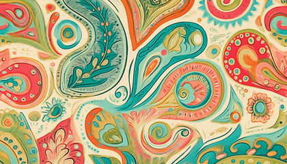 Vibrant Paisley Pattern in Tropical Colors