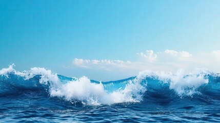 Fototapeta premium Waves surging and crashing during high tide, splashes filling the air, high tide energy, ocean water motion