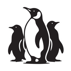 Obraz premium Set of penguin silhouette on white background