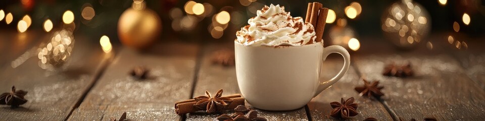 Coffee Christmas concept on the table. Selective focus