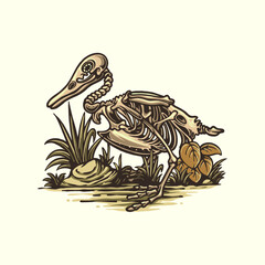 skeleton duck vector illustration