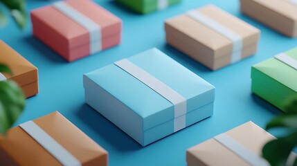 Fototapeta premium Colorful Gift Boxes on Blue Background