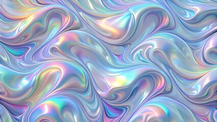 Obraz premium Holographic swirl pattern with vibrant metallic colors