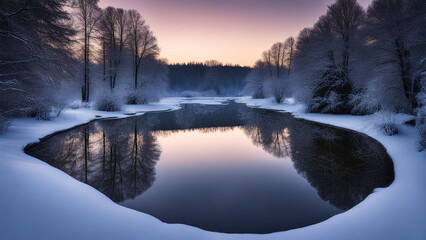 Fototapeta premium winter with lake