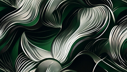 Curved Green and Silver Art Deco