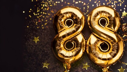 Obraz premium Number 88 golden balloons with copy space 