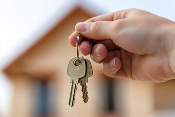 Hand Holding Keys by House