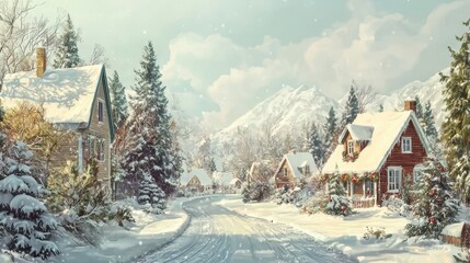 Fototapeta premium houses in a snowy forest. Selective focus