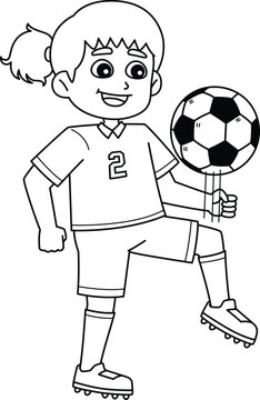 soccer player juggling ball black and white clip art preview
