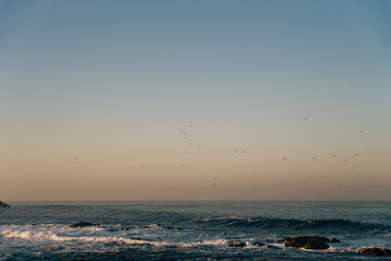 Beautiful view of ocean beach, Lisbon Portugal.