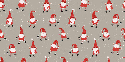 Cute hand drawn christmas gnomes with fun hats and boots, great for textiles, wrapping, backgrounds - vector design