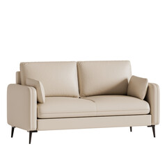 A tan couch with two pillows on it