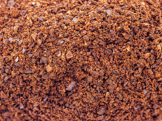 Ground coffee or  Roasted coffee powder background, Top view