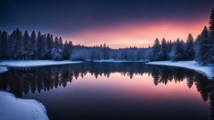 Fototapeta premium winter with lake