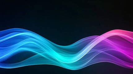 Obraz premium Colorful waves of light flow against a dark background creating an abstract design. Generative AI
