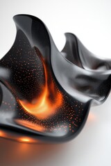 Obraz premium Abstract glowing sculpture with dynamic black and orange design