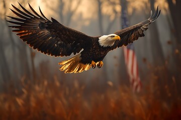 Background with united States Flag. Veterans Day Concept.