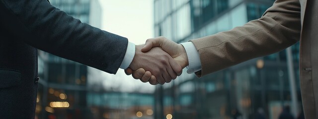 handshake on office background. Selective focus