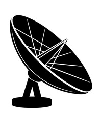 Radar satellite dish flat silhouette vector illustration